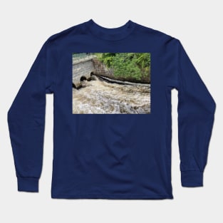 Stone Bridge Over a Flooding River in the Woods Long Sleeve T-Shirt